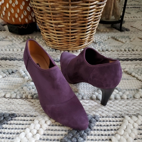 ECCO Alicante Shootie Dress Booties Purple Suede Heel Slip-On Women’s 10-10.5/41 - Picture 2 of 13